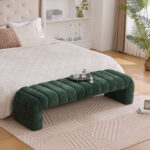 69.7"Wide Modern Upholstered Armless Bed Bench, Channel Tufted Couch Daybed Chaise, Chenille Ottoman Foot Stool for Living Room and Bedroom, Entryway - Image 15