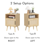 22.83'' H Rattan Nightstand, Side Table with Door Open Shelf, Accent Bedside End Table with Solid Wood Legs for Bedroom, Dorm and Small Spaces, Oak - Image 11