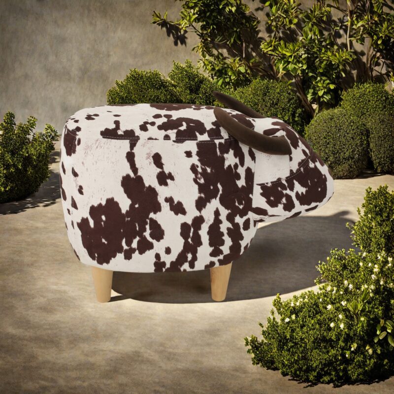 Animal Ottoman/Footstool, Black and White Cow-Shaped Ottoman, Modern Ottoman, Modern Accent Stool Home Decor, Suitable for Living Room, Bedroom, Porch, Garden, Backyard, Balcony - Image 3