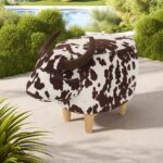 Animal Ottoman/Footstool, Black and White Cow-Shaped Ottoman, Modern Ottoman, Modern Accent Stool Home Decor, Suitable for Living Room, Bedroom, Porch, Garden, Backyard, Balcony - Image 4