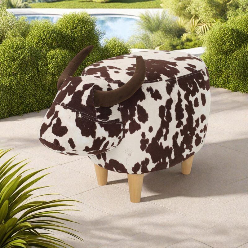 Animal Ottoman/Footstool, Black and White Cow-Shaped Ottoman, Modern Ottoman, Modern Accent Stool Home Decor, Suitable for Living Room, Bedroom, Porch, Garden, Backyard, Balcony - Image 4