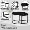 Nesting Coffee Table Set of 2, 27.6inch Round Coffee Table Wood Marble Pattern Top with Sturdy Metal Frame, End Table Side Tables for Living Room Bedroom Balcony Yard - Image 2