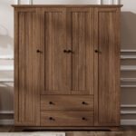 4 Door Wardrobe Armoire Closet with 2 Drawers - Image 6
