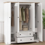 4 Door Wardrobe Armoire Closet with 2 Drawers - Image 3