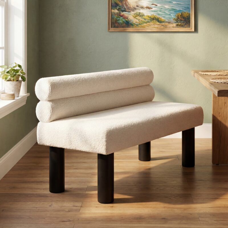 Upholstered Dining Bench, End of Bed, Entryway Bench, Ottoman for Dining Room, Bedroom, Living Room, Rubber Wood Leg 300 LBS Support - Image 4