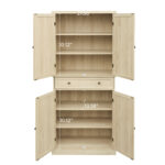 4 Door Cabinet with 1 Drawer, with 4 Adjustable Inner Shelves, Storage Cabinet - Image 6