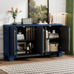 TREXM Sideboard Buffet Cabinet with Storage, Wood Sideboard with Adjustable Shelves and Gold Handles for Kitchen, Dining Room and Living Room - Image 3