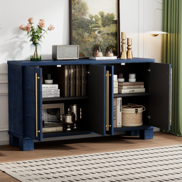 TREXM Sideboard Buffet Cabinet with Storage, Wood Sideboard with Adjustable Shelves and Gold Handles for Kitchen, Dining Room and Living Room