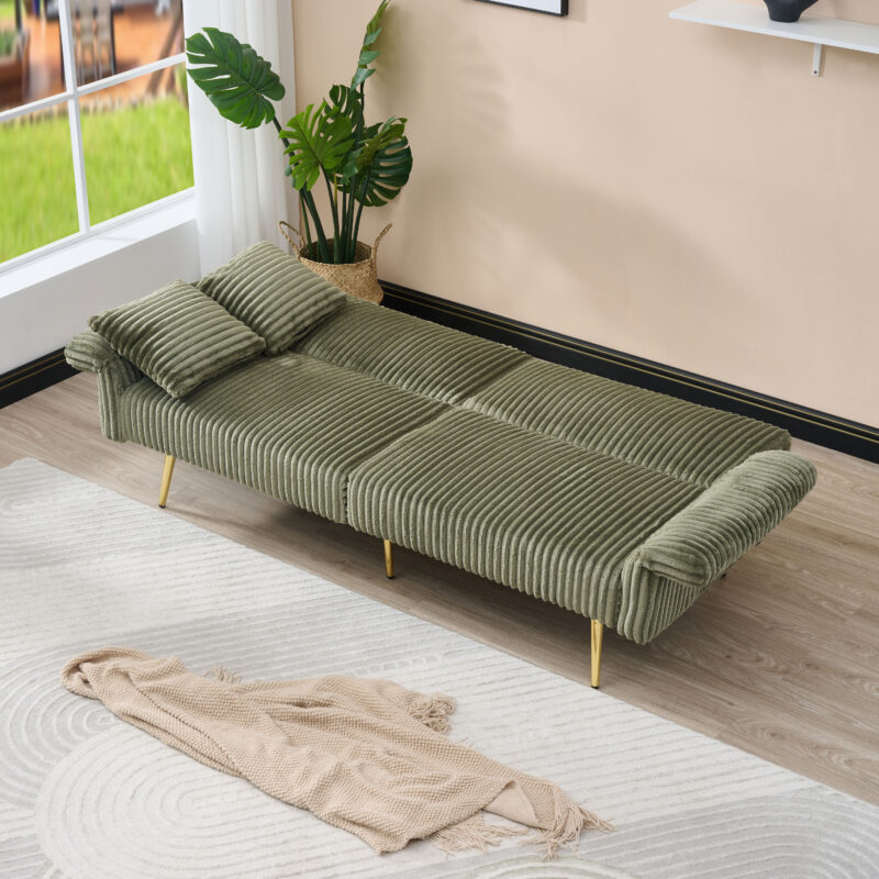 79 inch corduroy sofa bed, foldable double sofa bed with folding armrests, suitable for living rooms and small spaces - Image 5