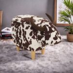 Animal Ottoman/Footstool, Black and White Cow-Shaped Ottoman, Modern Ottoman, Modern Accent Stool Home Decor, Suitable for Living Room, Bedroom, Porch, Garden, Backyard, Balcony - Image 8