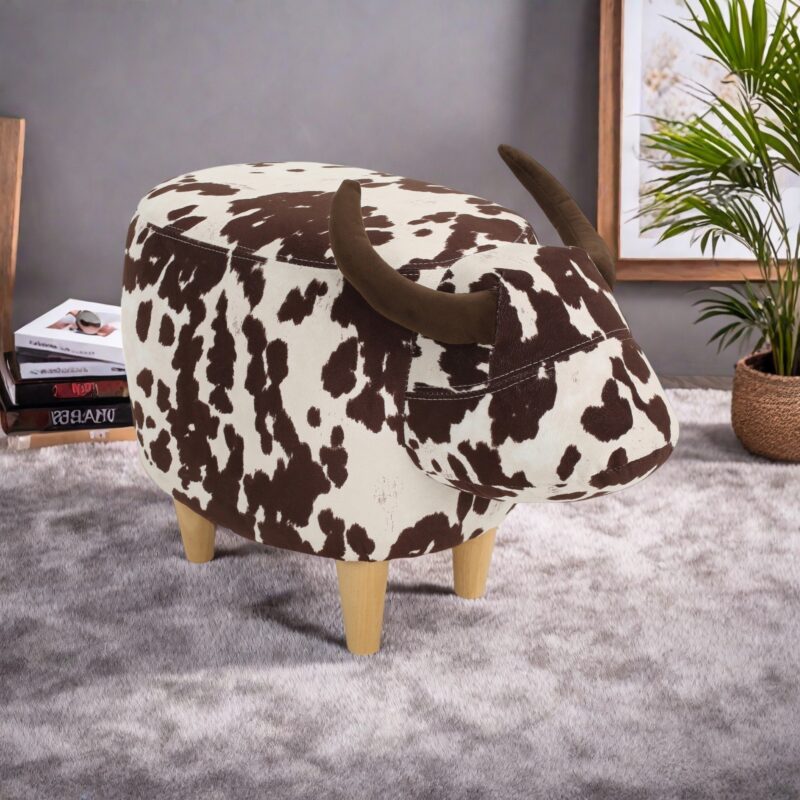 Animal Ottoman/Footstool, Black and White Cow-Shaped Ottoman, Modern Ottoman, Modern Accent Stool Home Decor, Suitable for Living Room, Bedroom, Porch, Garden, Backyard, Balcony - Image 8