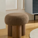 W8017-1 Mushroom stool, grieg plush cushion, wooden barrel PVC pipe, walnut finish - Image 18