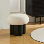 W8017-1 Mushroom stool, grieg plush cushion, wooden barrel PVC pipe, walnut finish - Image 10
