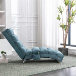 COOLMORE Luxury Upholstered Chaise Lounge Chair with Vibration for Relaxation, Modern Fixed Back Fabric Leisure Recliner Sofa for Living Room/Bedroom - Image 17