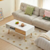 41.34" Rattan Coffee table, sliding door for storage, solid wood legs, Modern table for living room - Image 3