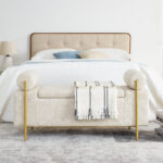 Elegant Upholstered Linen Storage Bench with Cylindrical Arms and Iron Legs for Hallway Living Room Bedroom - Image 17