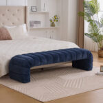 69.7"Wide Modern Upholstered Armless Bed Bench, Channel Tufted Couch Daybed Chaise, Chenille Ottoman Foot Stool for Living Room and Bedroom, Entryway - Image 3