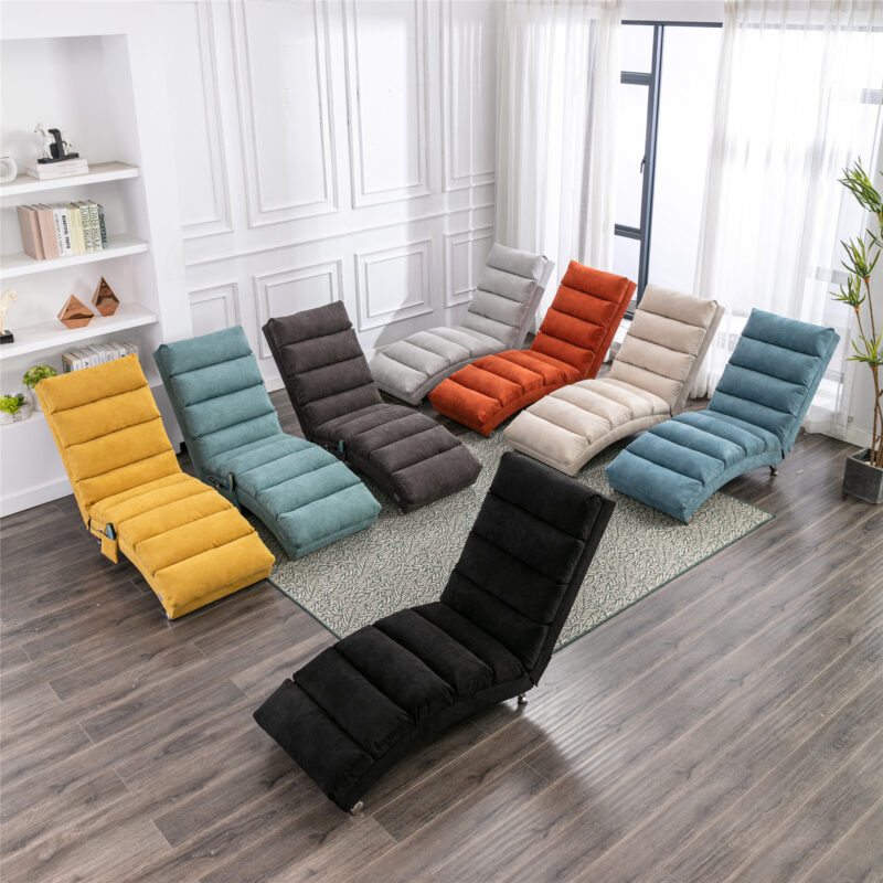 COOLMORE Luxury Upholstered Chaise Lounge Chair with Vibration for Relaxation, Modern Fixed Back Fabric Leisure Recliner Sofa for Living Room/Bedroom - Image 26