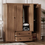4 Door Wardrobe Armoire Closet with 2 Drawers - Image 5