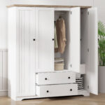 4 Door Wardrobe Armoire Closet with 2 Drawers - Image 2