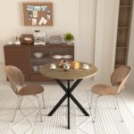 31.5 Inch Round Dining Table, Small Circle Kitchen Table with Metal Black Legs for 2-4 people,Modern Dining Room Table, Brown (only table) - Image 7