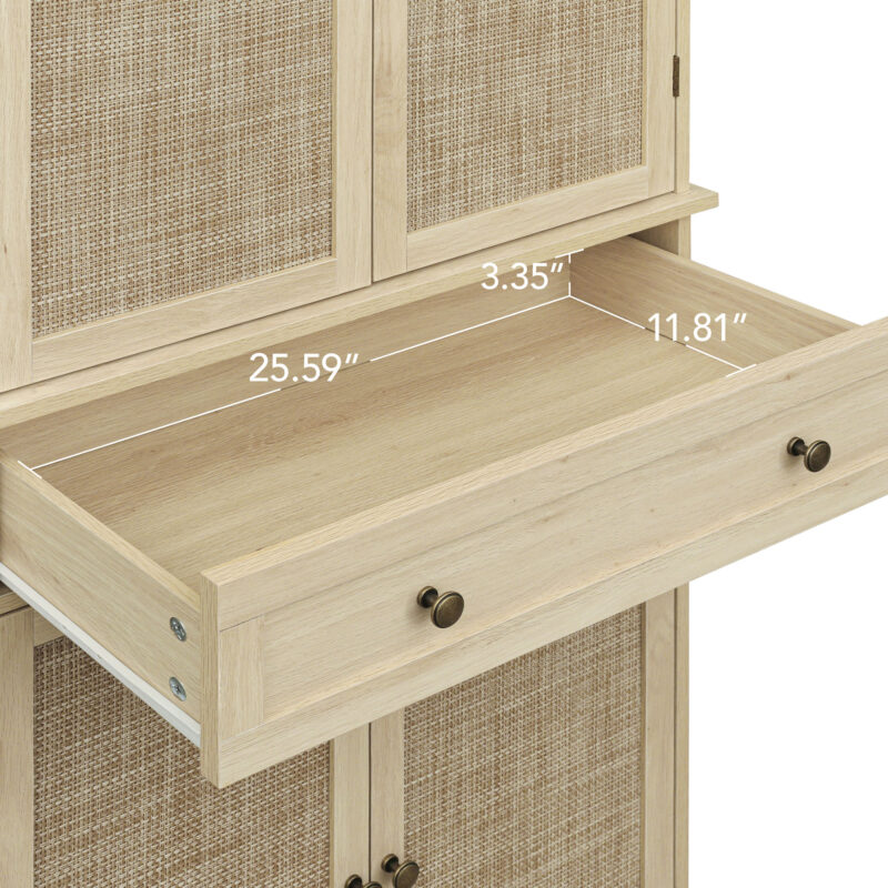 4 Door Cabinet with 1 Drawer, with 4 Adjustable Inner Shelves, Storage Cabinet - Image 7