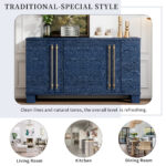 TREXM Sideboard Buffet Cabinet with Storage, Wood Sideboard with Adjustable Shelves and Gold Handles for Kitchen, Dining Room and Living Room - Image 4