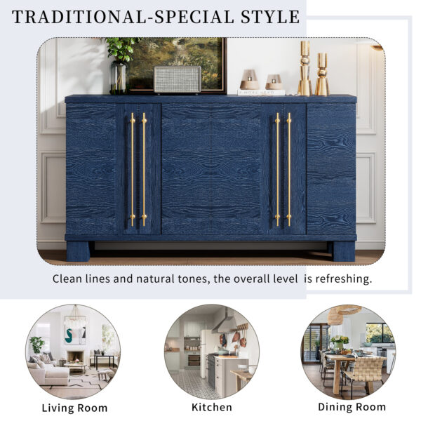 TREXM Sideboard Buffet Cabinet with Storage, Wood Sideboard with Adjustable Shelves and Gold Handles for Kitchen, Dining Room and Living Room