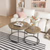 Nesting Coffee Table Set of 2, 27.6inch Round Coffee Table Wood Marble Pattern Top with Sturdy Metal Frame, End Table Side Tables for Living Room Bedroom Balcony Yard - Image 16
