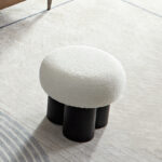 W8017-1 Mushroom stool, grieg plush cushion, wooden barrel PVC pipe, walnut finish - Image 11