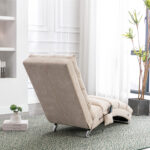 COOLMORE Luxury Upholstered Chaise Lounge Chair with Vibration for Relaxation, Modern Fixed Back Fabric Leisure Recliner Sofa for Living Room/Bedroom - Image 4