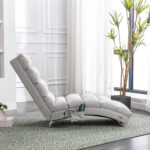 COOLMORE Luxury Upholstered Chaise Lounge Chair with Vibration for Relaxation, Modern Fixed Back Fabric Leisure Recliner Sofa for Living Room/Bedroom - Image 22