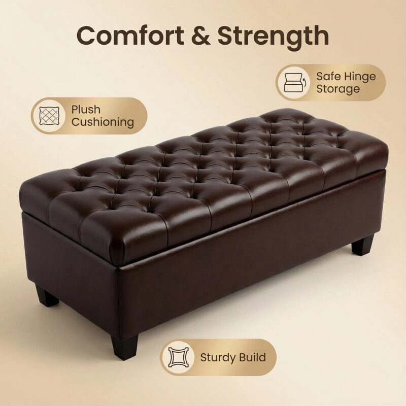 50.25" Storage Ottoman Bench - baby Blue Storage Bench End of Bed with Safety Hinges, Footrest Stool for Living, Dining Room, Entryway and Hallway - Image 3