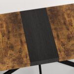 55.11" -70.86"Retro Rectangular Stretch Dining Table, Antique Wood Top And Black Relief Plate, Black Fine Sand Cross Iron Foot Base Dining Table, With Storage Box - Image 10