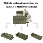 79 inch corduroy sofa bed, foldable double sofa bed with folding armrests, suitable for living rooms and small spaces - Image 6
