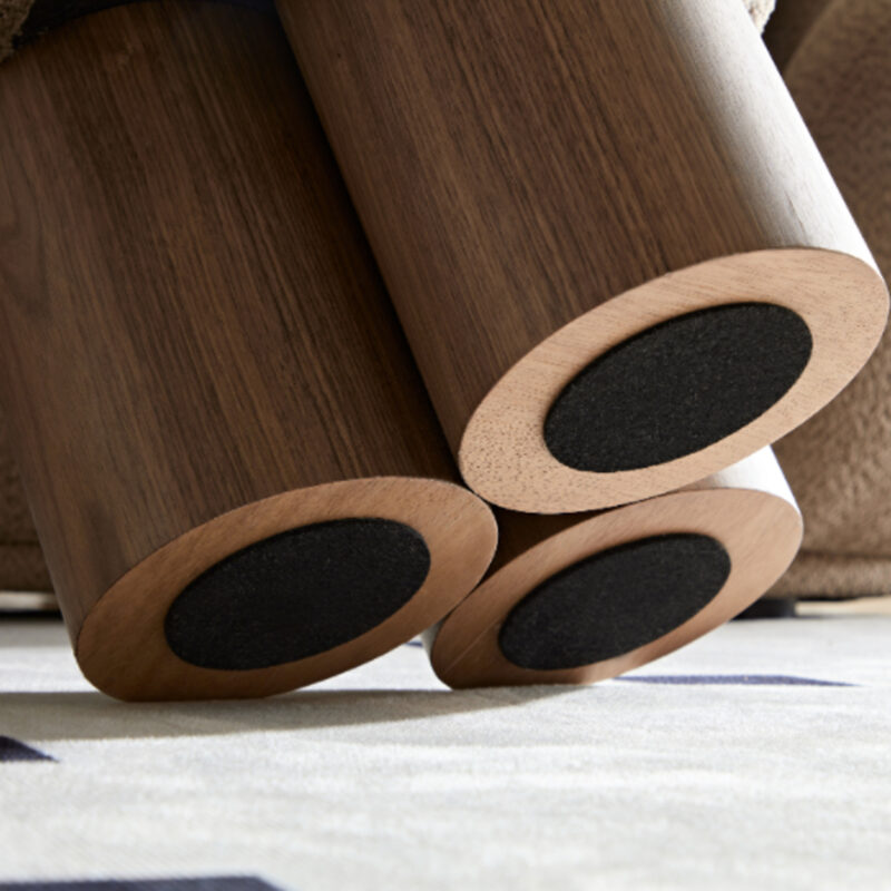 W8017-1 Mushroom stool, grieg plush cushion, wooden barrel PVC pipe, walnut finish - Image 6