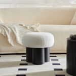 W8017-1 Mushroom stool, grieg plush cushion, wooden barrel PVC pipe, walnut finish - Image 12