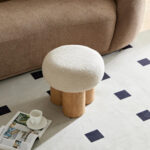 W8017-1 Mushroom stool, grieg plush cushion, wooden barrel PVC pipe, walnut finish - Image 16