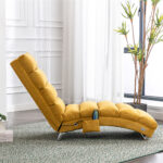 COOLMORE Luxury Upholstered Chaise Lounge Chair with Vibration for Relaxation, Modern Fixed Back Fabric Leisure Recliner Sofa for Living Room/Bedroom - Image 7