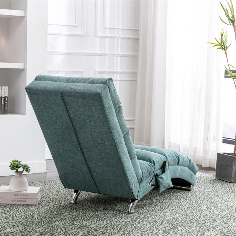 COOLMORE Luxury Upholstered Chaise Lounge Chair with Vibration for Relaxation, Modern Fixed Back Fabric Leisure Recliner Sofa for Living Room/Bedroom - Image 16