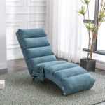 COOLMORE Luxury Upholstered Chaise Lounge Chair with Vibration for Relaxation, Modern Fixed Back Fabric Leisure Recliner Sofa for Living Room/Bedroom - Image 19