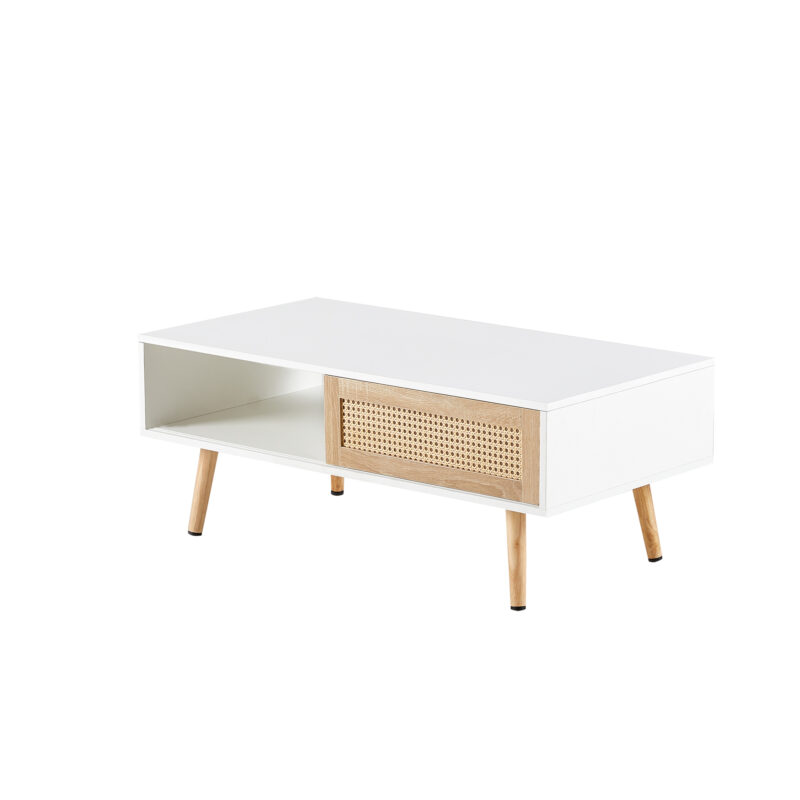 41.34" Rattan Coffee table, sliding door for storage, solid wood legs, Modern table for living room - Image 12