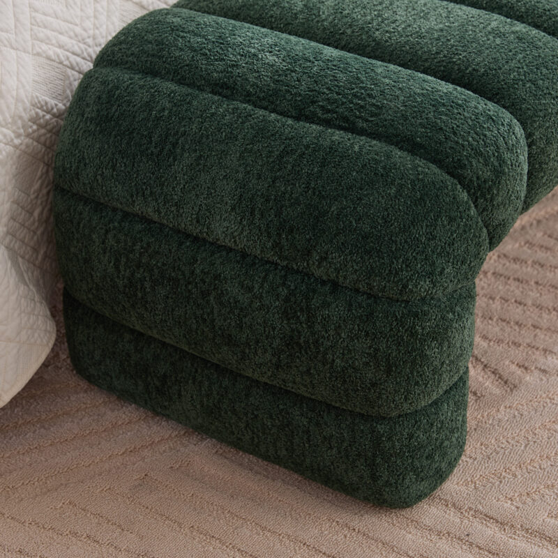 69.7"Wide Modern Upholstered Armless Bed Bench, Channel Tufted Couch Daybed Chaise, Chenille Ottoman Foot Stool for Living Room and Bedroom, Entryway - Image 12