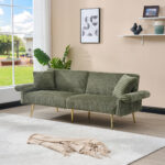 79 inch corduroy sofa bed, foldable double sofa bed with folding armrests, suitable for living rooms and small spaces - Image 3