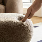 W8017-1 Mushroom stool, grieg plush cushion, wooden barrel PVC pipe, walnut finish - Image 7