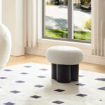 W8017-1 Mushroom stool, grieg plush cushion, wooden barrel PVC pipe, walnut finish - Image 13