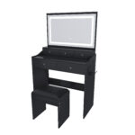 New Large Mirror Vanity Desk for Bed room , Modern Makeup Vanity Set with Power Outlet and Hair dryer holder, 5 Drawers , 3 Lighting Color Adjustable Dressing Table for Bedroom - Image 22
