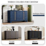 TREXM Sideboard Buffet Cabinet with Storage, Wood Sideboard with Adjustable Shelves and Gold Handles for Kitchen, Dining Room and Living Room - Image 5