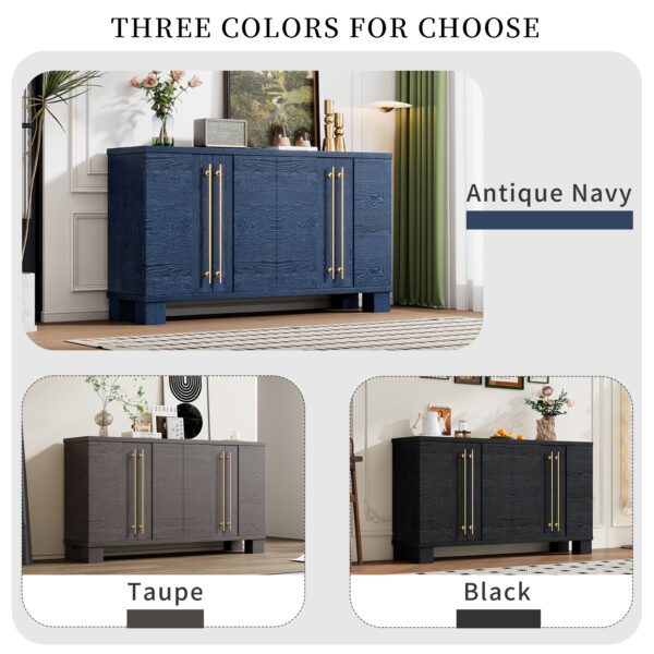 TREXM Sideboard Buffet Cabinet with Storage, Wood Sideboard with Adjustable Shelves and Gold Handles for Kitchen, Dining Room and Living Room