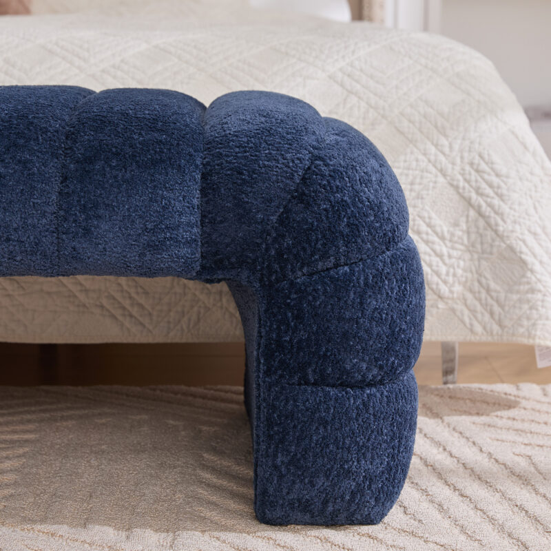 69.7"Wide Modern Upholstered Armless Bed Bench, Channel Tufted Couch Daybed Chaise, Chenille Ottoman Foot Stool for Living Room and Bedroom, Entryway - Image 7